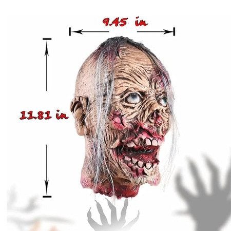 Halloween Decoration Props, Scary Hanging Head Life Size Latex Zombie Head Carousel 6