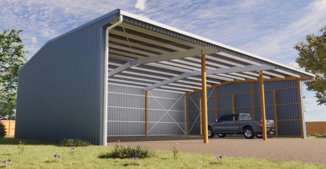 3 Bay Wide Span 18m Wide x 15m Deep Gable Kitset Pole Shed, Carousel 1