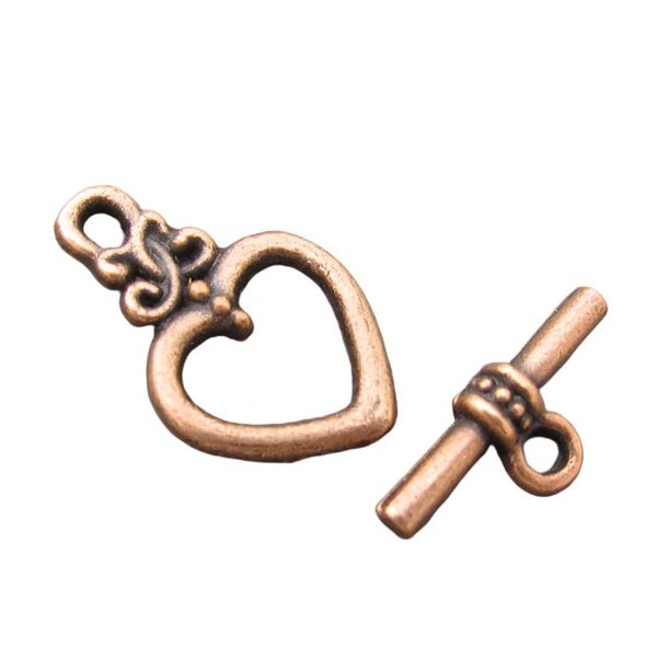 5 Sets Heart Toggle Clasp Antique Copper Carousel 1