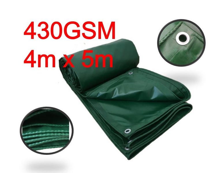 PTN 430GSM 4 x 5m Canvas Tarpaulin Tarps Tarp Ultra Heavy Duty Carousel 1