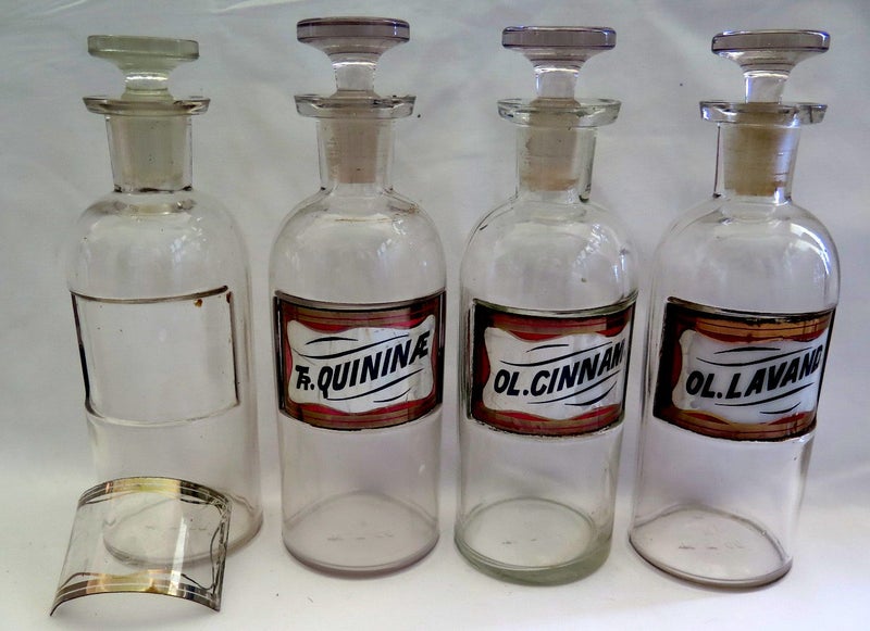 SET OF FOUR ANTIQUE FRENCH APOTHECARY BOTTLES Carousel 1