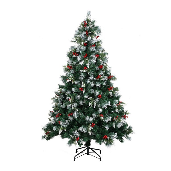 Santaco Christmas Tree 1.5M Snow Flocked Xmas Decoration Green Garden Home Decor Carousel 1
