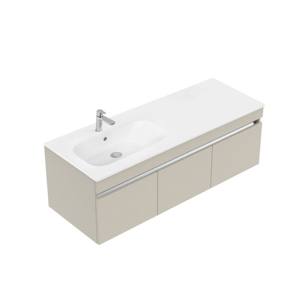 1200 LEXA WALL HUNG LEFT HAND OFFSET VIA BASIN IN DAWN GREY - EX DISPLAY Carousel 1