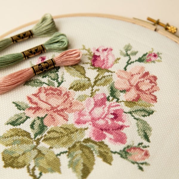 DMC Cross X Stitch Aida Cloth Ecru Cream 16ct Size 38x45cm Fabric Precut Carousel 2