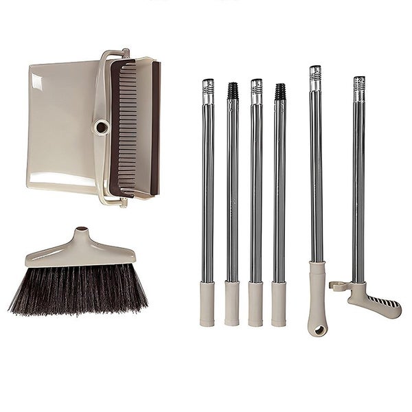 CLEANFOK Height Adjustable Broom and Dustpan Set - Khaki Carousel 2