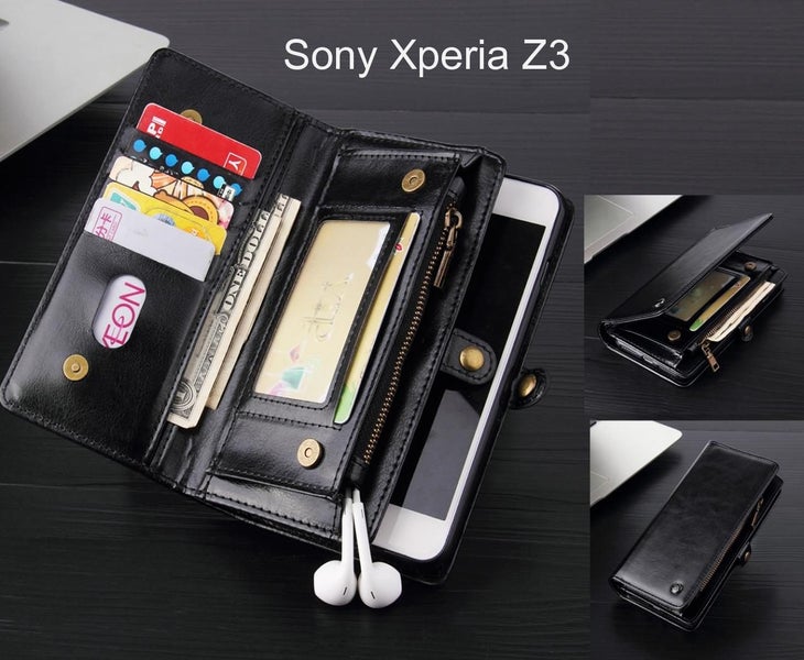 Sony Xperia Z3 Case Retro leather case multi cards cash pocket & zip Carousel 1