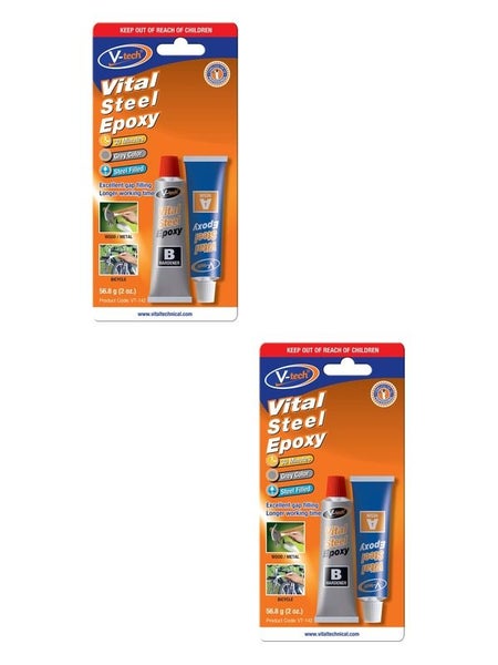 2 x V-Tech Vital Steel 30 Minutes Epoxy Grey 56.8g Carousel 1