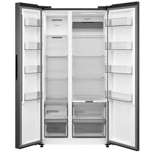 Midea 910mm Side by Side Fridge Freezer 592L Black 4 Star Carousel 2