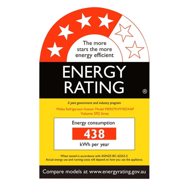 Midea 910mm Side by Side Fridge Freezer 592L Black 4 Star Carousel 3