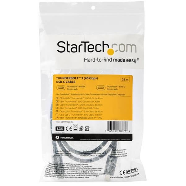 StarTech.com TBLT34MM80CM 40Gbps - 100W Thunderbolt 3 Cable - 80cm 40Gbps - Carousel 4