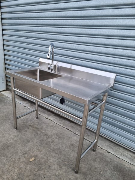 Stainless Steel Bench 1500 x 600 x 900 LEFT SIDE Sink with TAP 304 Grade Carousel 2