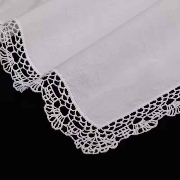 Lace wedding handkerchief in 100% cotton "Set of 3" Carousel 3