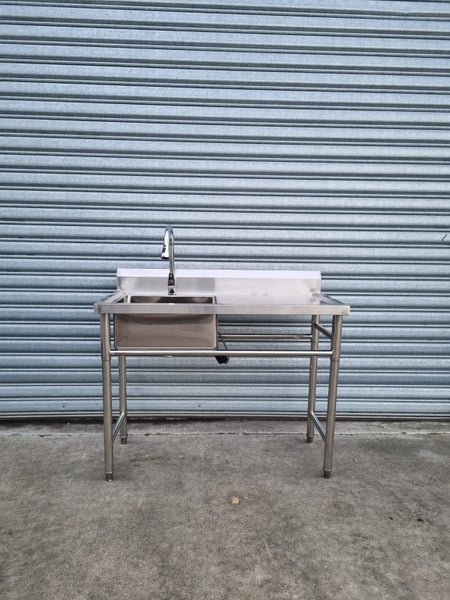 Stainless Steel Bench with Sink & TAP! LEFT SIDE 1200W x 600W x 900H 304 Grade Carousel 1