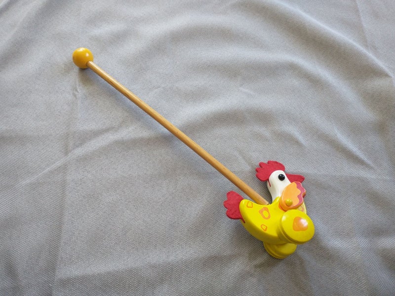 Rooster Push Along Wooden Toy Pull along Baby toddler toys vxr Carousel 1