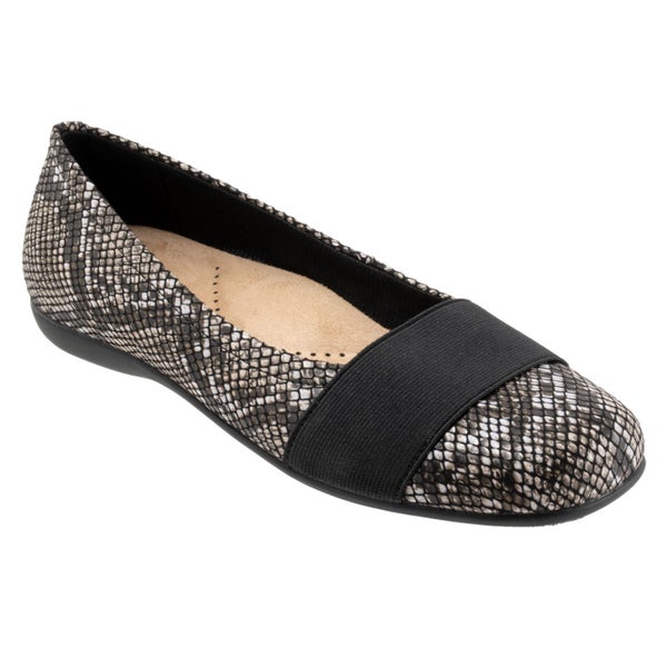 Trotters Samantha Womens Black Leather Slip On Ballet Flats Shoes Carousel 1