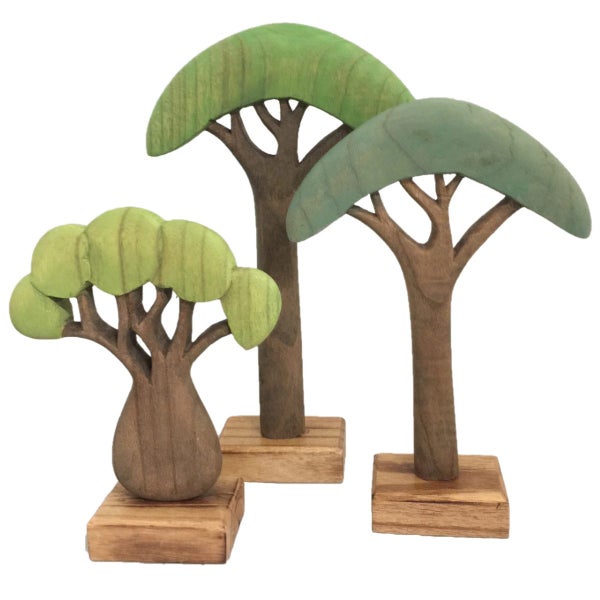 Papoose Wooden African Trees Coloured Set of 3 Carousel 1