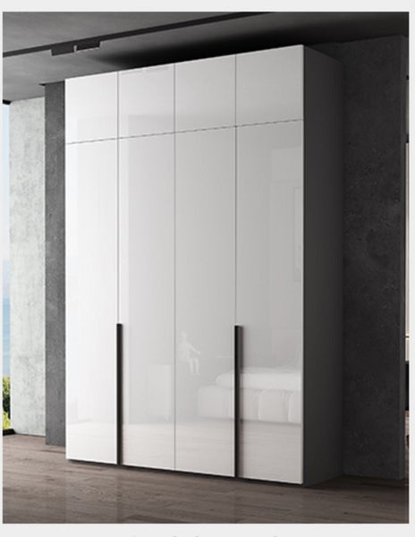 4Door 1.8m Quality Ikea style Wardrobe with Top Cabinet instock White Carousel 1