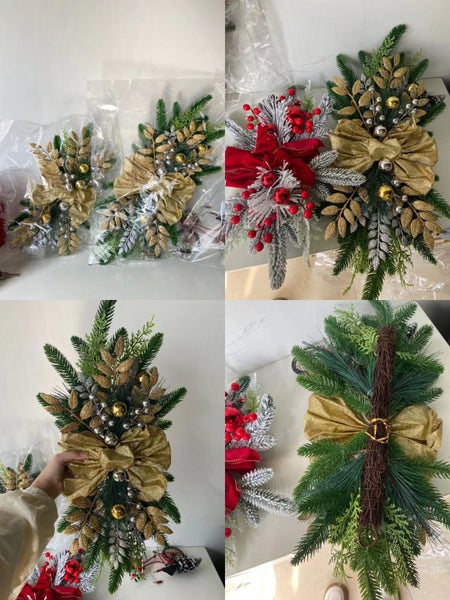 ANYDECO Christmas Wreath Green Ribbon Hanging Decorative Ornaments Carousel 2