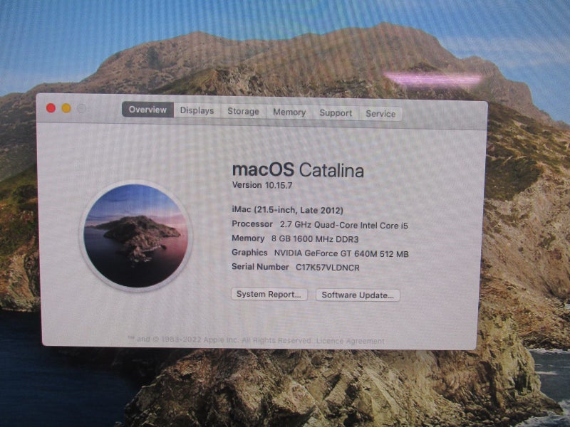 Apple Desktop 21.5 “Apple A1418 Carousel 2