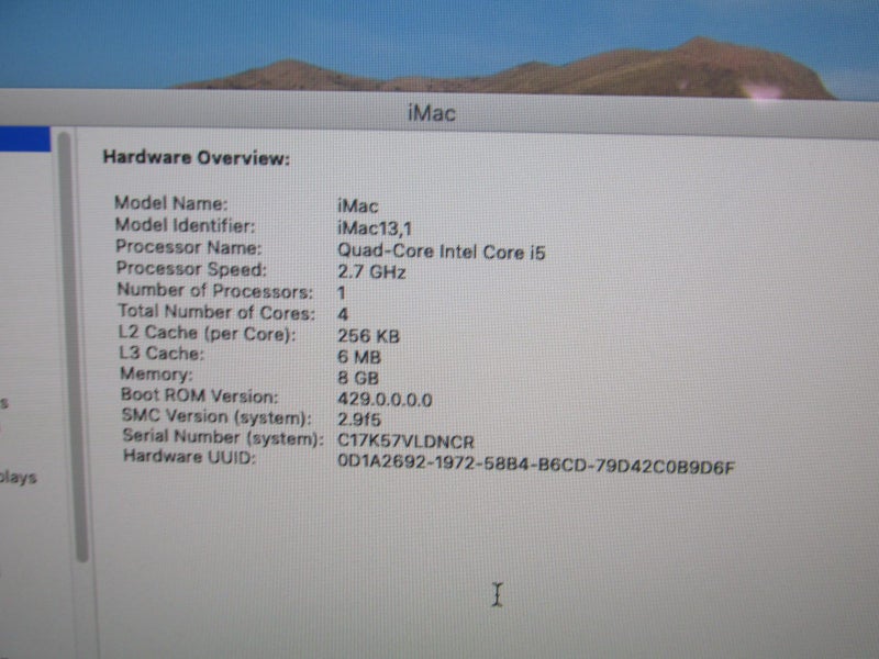 Apple Desktop 21.5 “Apple A1418 Carousel 8