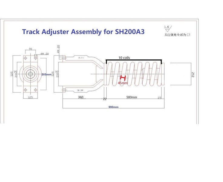 Track Adjuster for Sumitomo SH200A3 SH210 990mm full length (flat surface) Carousel 2