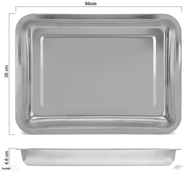 Stainless Steel BBQ Serving Tray Food Platter Container (50*35*5cm Deep) Carousel 1