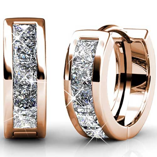 Rose Gold Crystal Huggie Earrings "Jasmine" Carousel 1