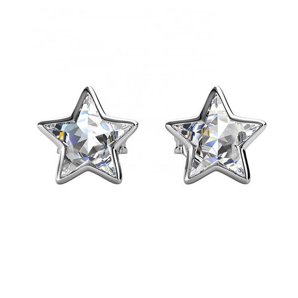 18K White Gold stud earring with Austrian crystals "Star" (Crystal) Carousel 2