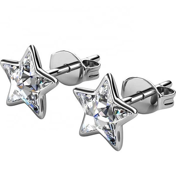 18K White Gold stud earring with Austrian crystals "Star" (Crystal) Carousel 7