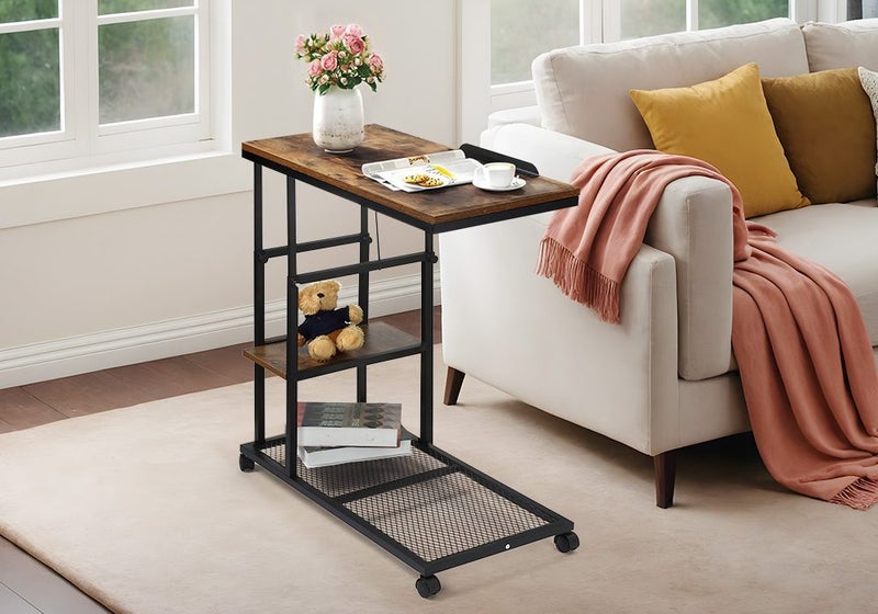 Sofa Side Table Bedside Narrow Couch End Desk Laptop Stand Carousel 2
