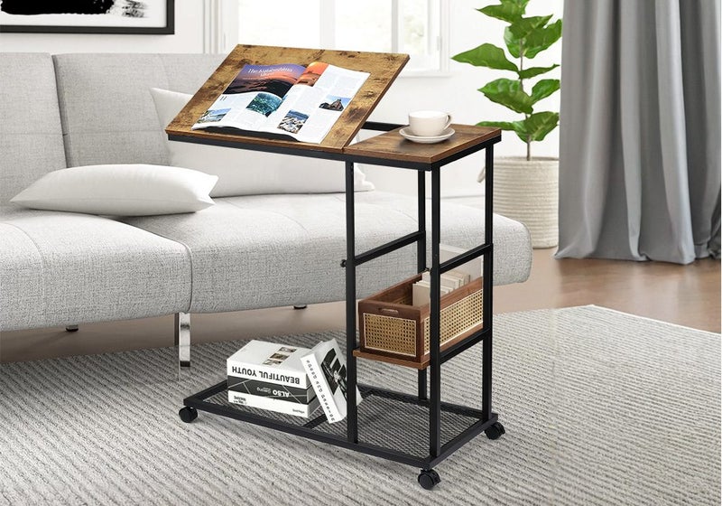 Sofa Side Table Bedside Narrow Couch End Desk Laptop Stand Carousel 1