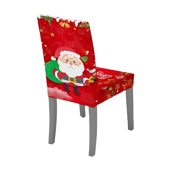 Christmas Chair Cover Xmas Santa Chair Slipcover Creative Pattern Dining Chair C Carousel 2