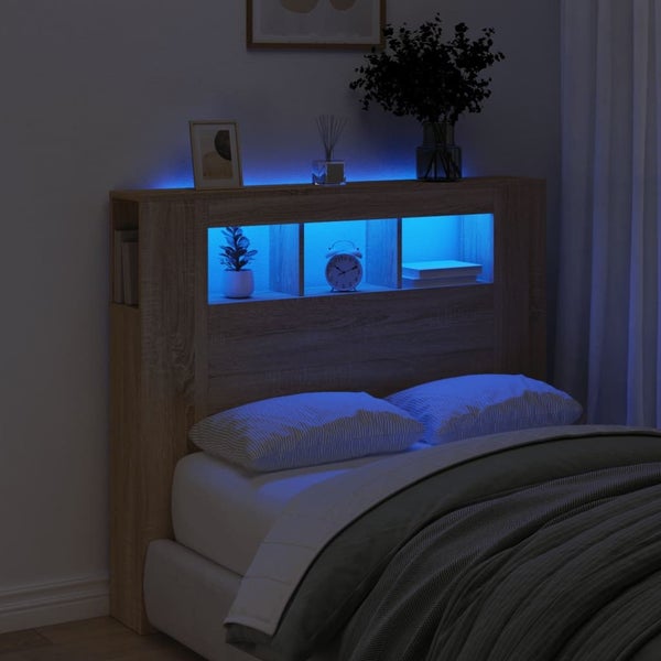 Led Headboard Sonoma Oak 120X18.5X103.5 Cm Engineered Wood Headboards & Footboa Carousel 7