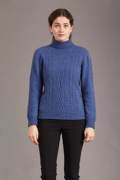 Possum Merino Polo Neck Jersey with Lace Detail Carousel 2