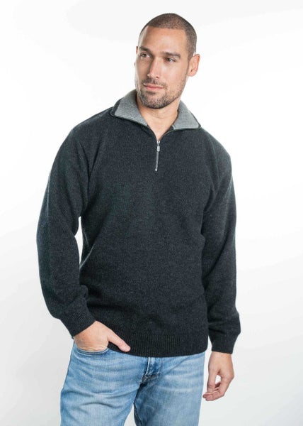 Possum Merino Lightweight Zip Collar Jumper Carousel 1