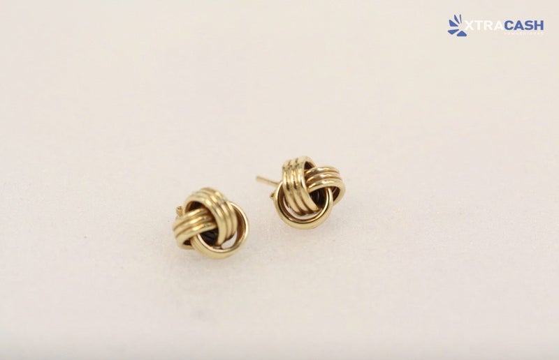 Knot Stud Earrings in 10kt Yellow Gold With Push Butterflies Carousel 1