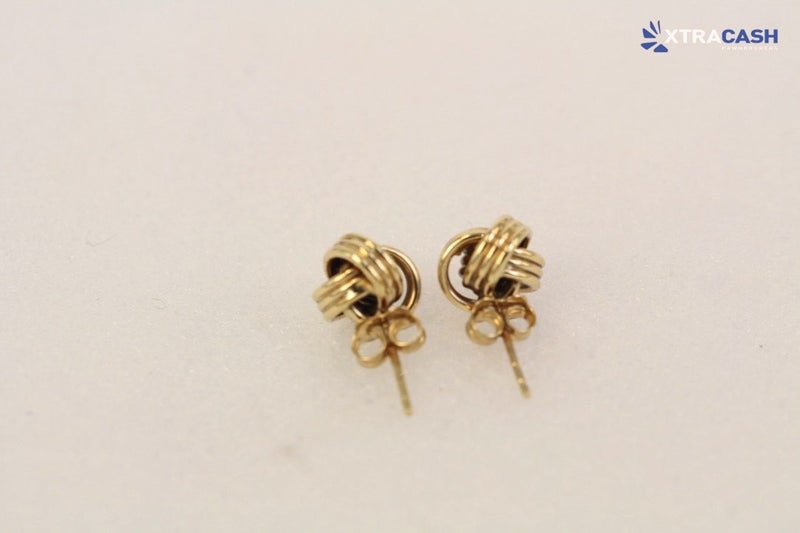 Knot Stud Earrings in 10kt Yellow Gold With Push Butterflies Carousel 2