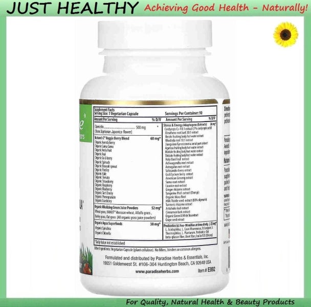 QUERCETIN 500 MG + SUPERFOOD IMMUNE FORMULA - 90 VEGE CAPS Carousel 2