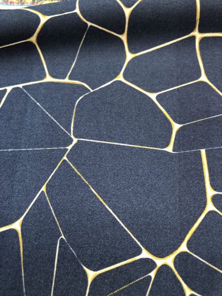 Blue and Gold Silky Fabric 150cm x 4 metres Carousel 1