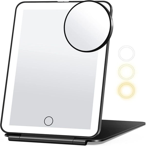 Portable Touch Screen Makeup Mirror 10X Magnifying USB Rechargeable-Black Carousel 1