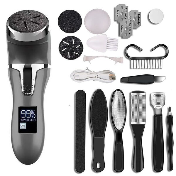 Rechargeable Electric Callus Remover Dead Skin Pedicure with 12pcs Kit - Black Carousel 1