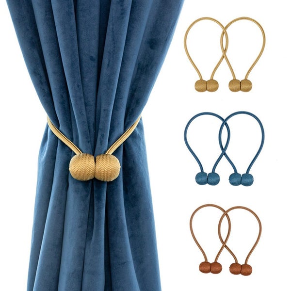 4PCS Magnetic Curtain Tieback Set Ball Holdbacks Buckle Clips Hooks -Gold Carousel 3