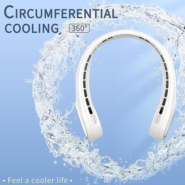 Portable Rechargeable Bladeless Neck Fan Hands-Free Wearable Cooling Fan-White Carousel 3