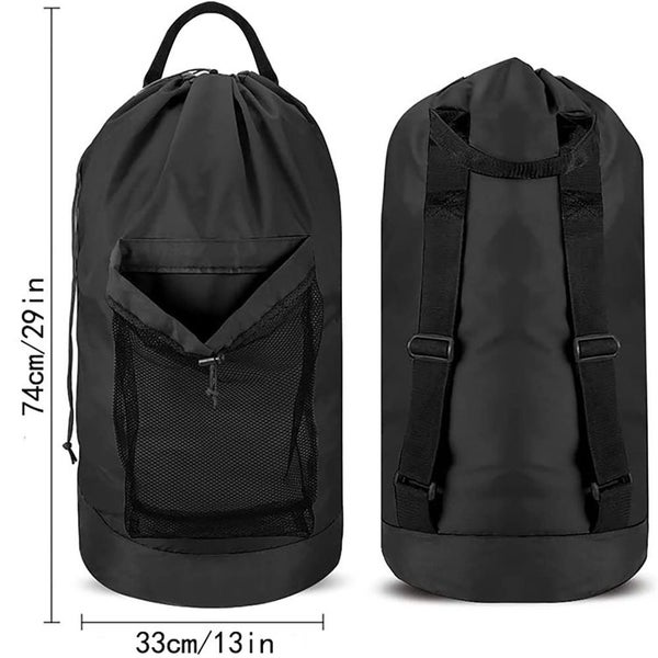 Durable Backpack Laundry Bag with Mesh Pocket for CollegeTravel -Black Carousel 3