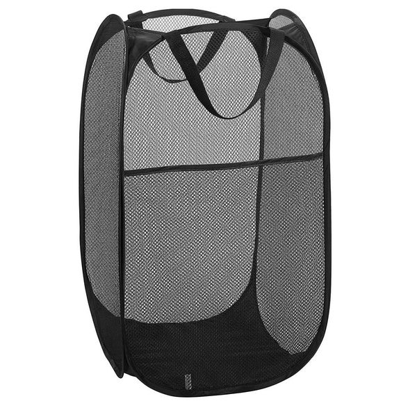 Foldable Pop-Up Mesh Laundry Bag Hamper Storage Basket Bin for Washing-Black Carousel 1