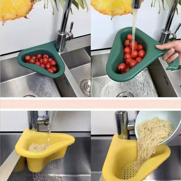 Sink Filter Shelf Triangular Strainer Fruit Vegetable Drainer Rack Yellow Carousel 2