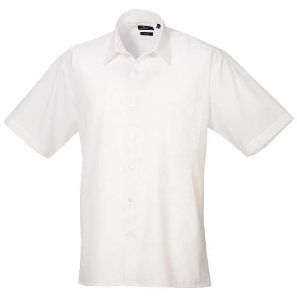 Premier Mens Short Sleeve Formal Poplin Plain Work Carousel 1