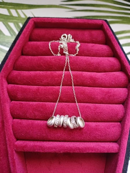925 7 ring necklace with pink gems Carousel 1