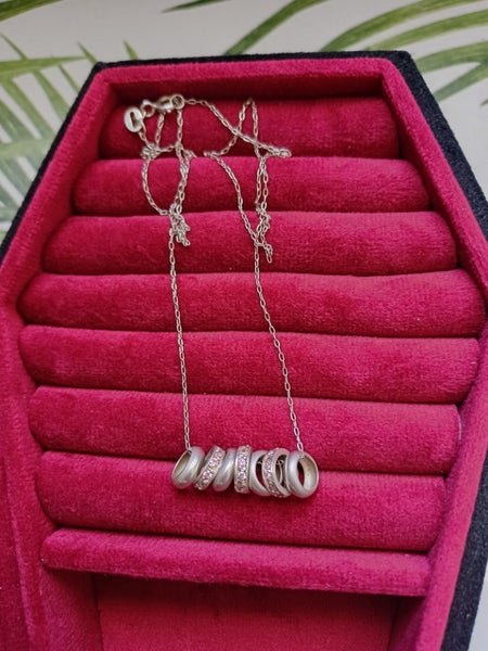 925 7 ring necklace with pink gems Carousel 2