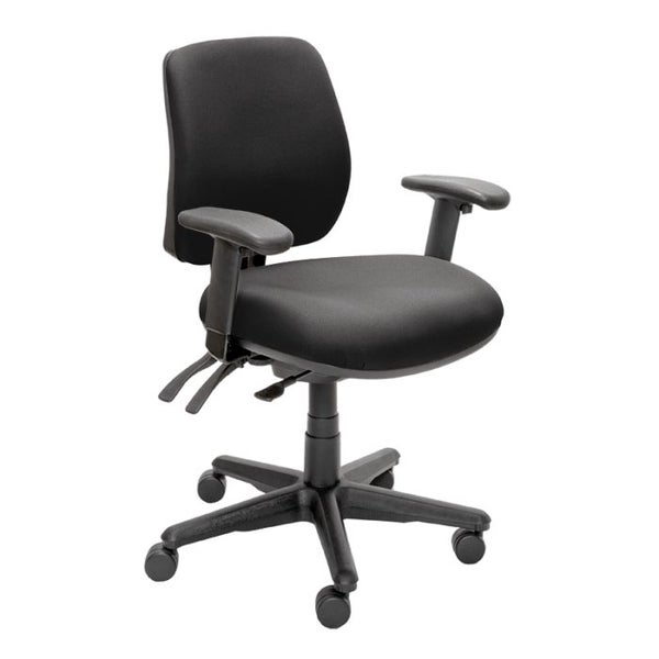 Buro Roma 3 Lever Mid Back Office Chair with Arm Rest, Black Fabric, Nylon Ba... Carousel 1
